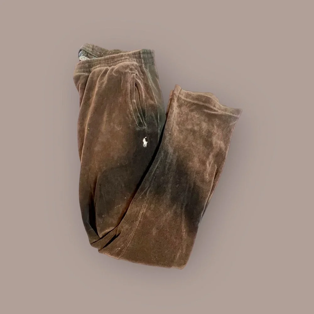 Polo Ralph Lauren XL Velour Track Pants‎ Mens Black Pony Logo Joggers Sweatpants